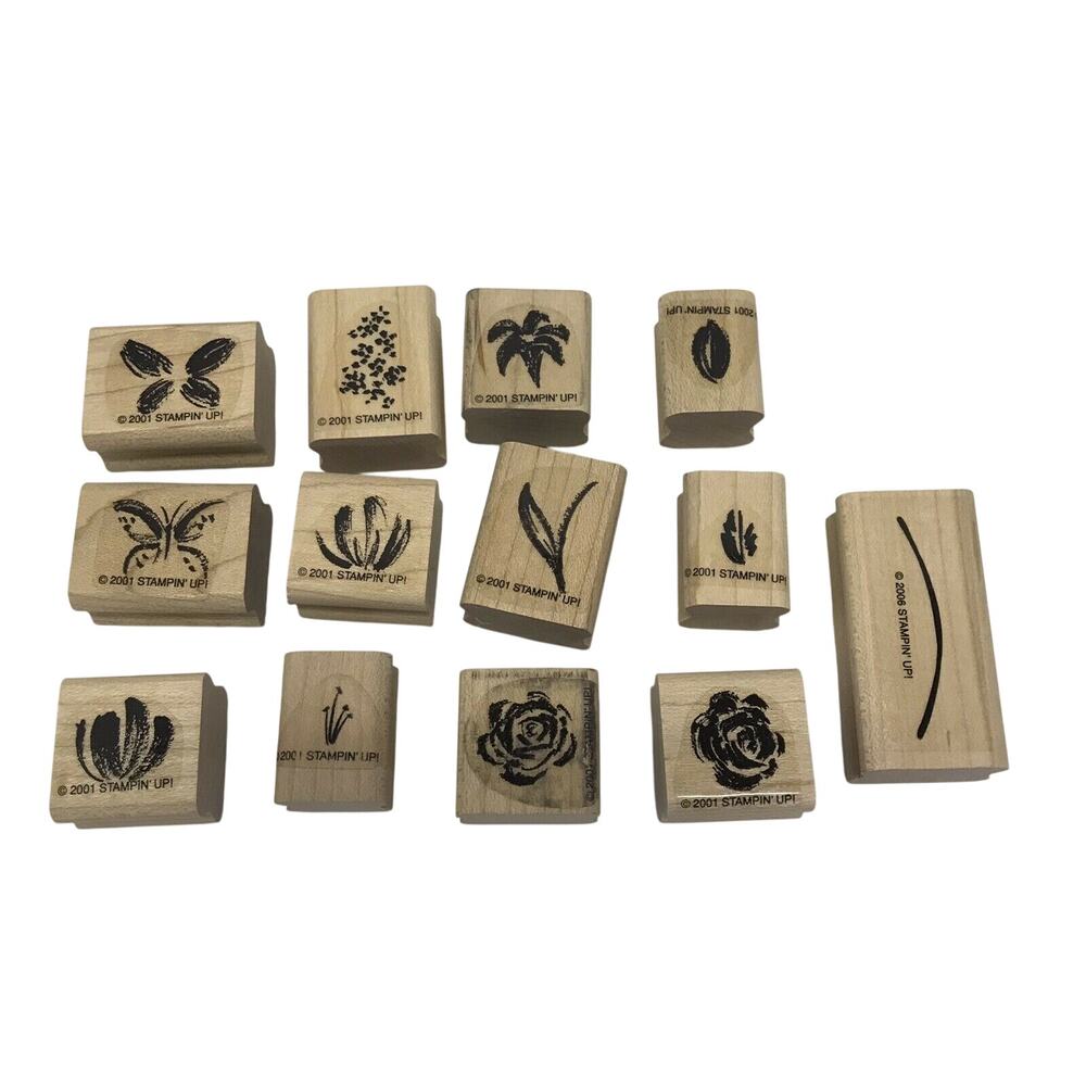 Stampin' Up! Watercolor Minis 13 Rubber Stamps Butterflies Flowers 2001